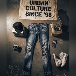 Embellish Mens Jeans 28 Distressed Acid Wash Denim